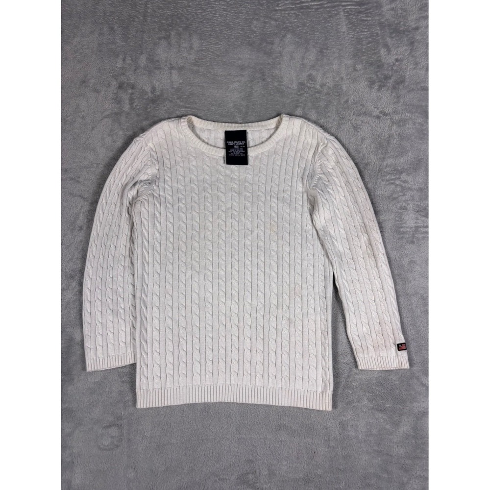 Y2K Polo Jeans Co. Ralph Lauren Cable Knit Sweater Womens Med White
